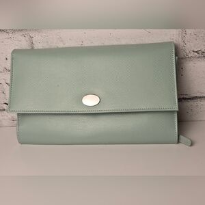 Mint Green Travel Jewelry Organizer Clutch Case with Zipper & Snap Closures